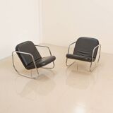 Pair of 60's "Rocking chair" lounge chairs