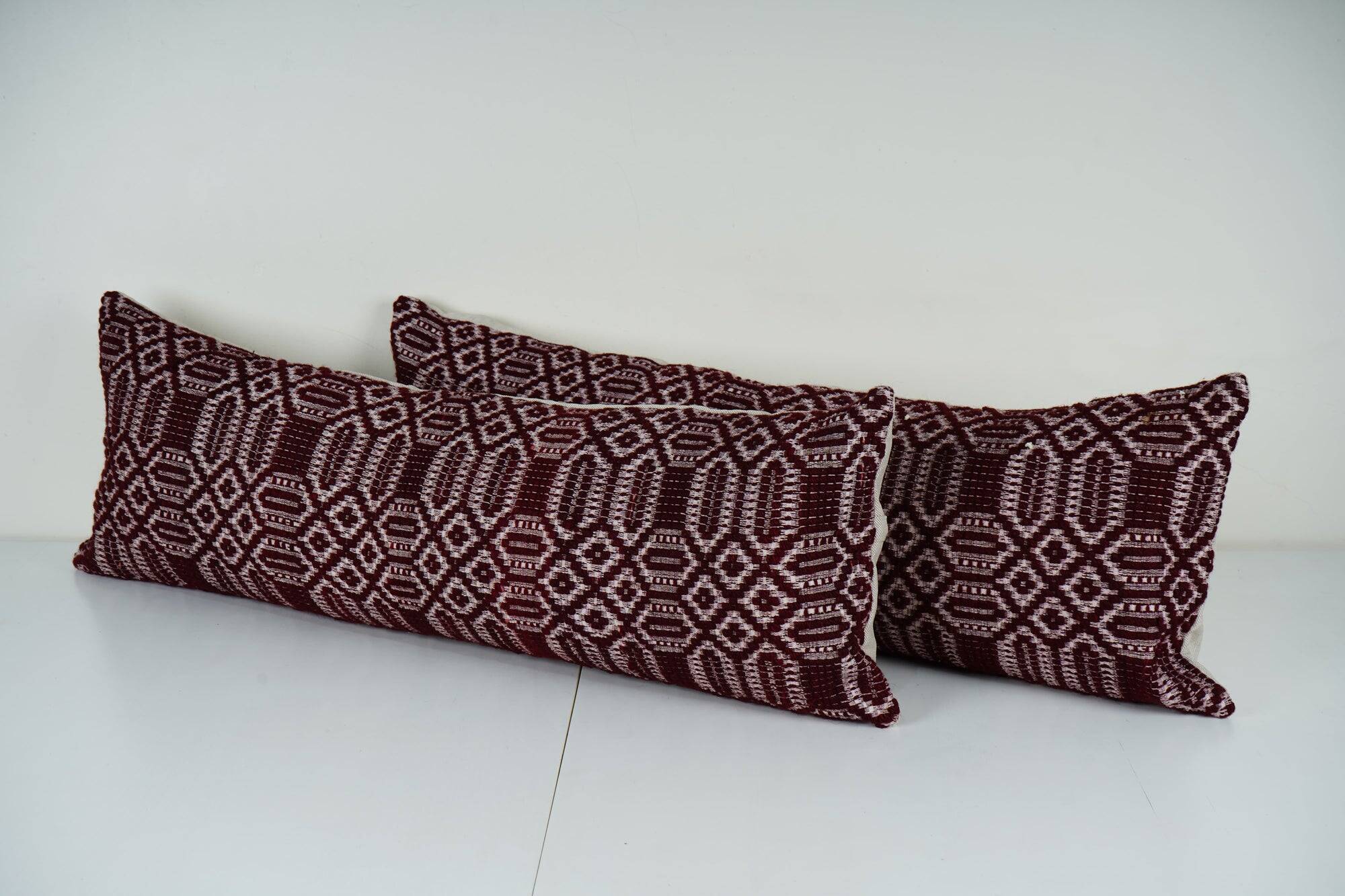 Set of 2 vintage kilim cushion covers 30x91 cm