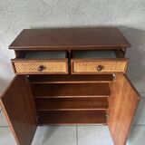 Rattan and solid wood sideboard