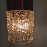 Three vintage suspension lamps, copper aluminum and glass