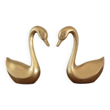 Pair of vintage brass swans
