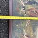 Pair of oil on canvas paintings depicting hunting scenes with deer and wild boar.