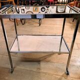 Chrome metal and mirror trolley