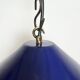 Lampe suspendue industrielle en émail bleu britannique, années 1950