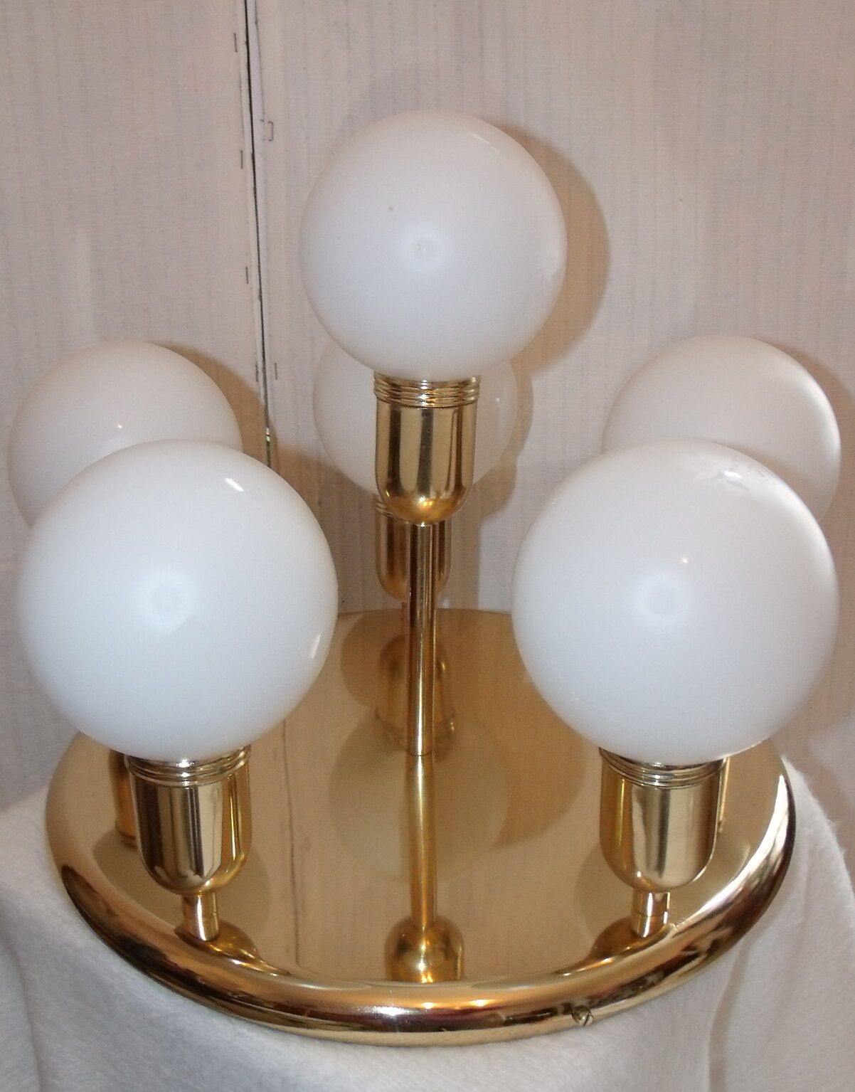 Ceiling lamp 6 opaline globes 1980
