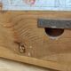 Vintage wall coat rack in light wood 4 double hooks in matt metal mesh hat holder