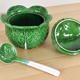 Vintage Ceramic Bordallo Pinheiro Cabbage Tureen Bowl, Portugal 60s
