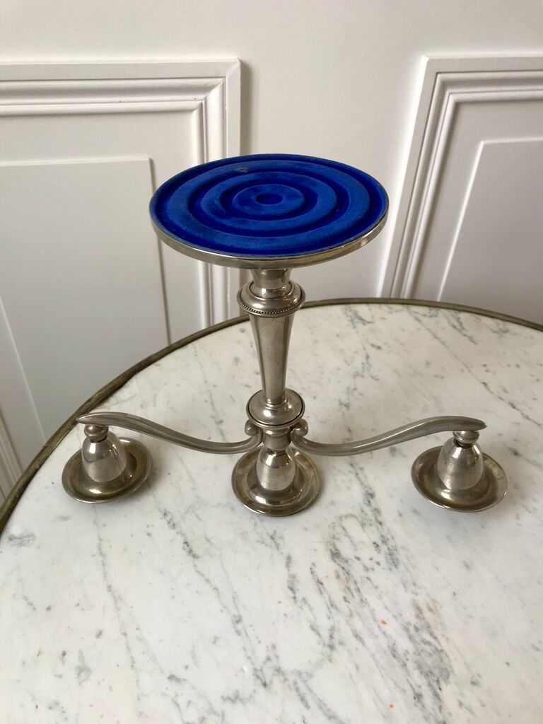 Silver brass chandelier 50s