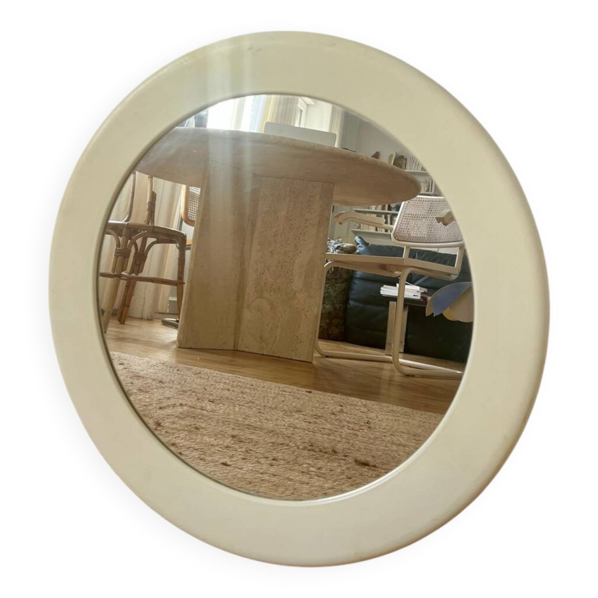 Round Space Age plastic mirror