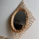 Vintage rattan mirror in star/diamond shape