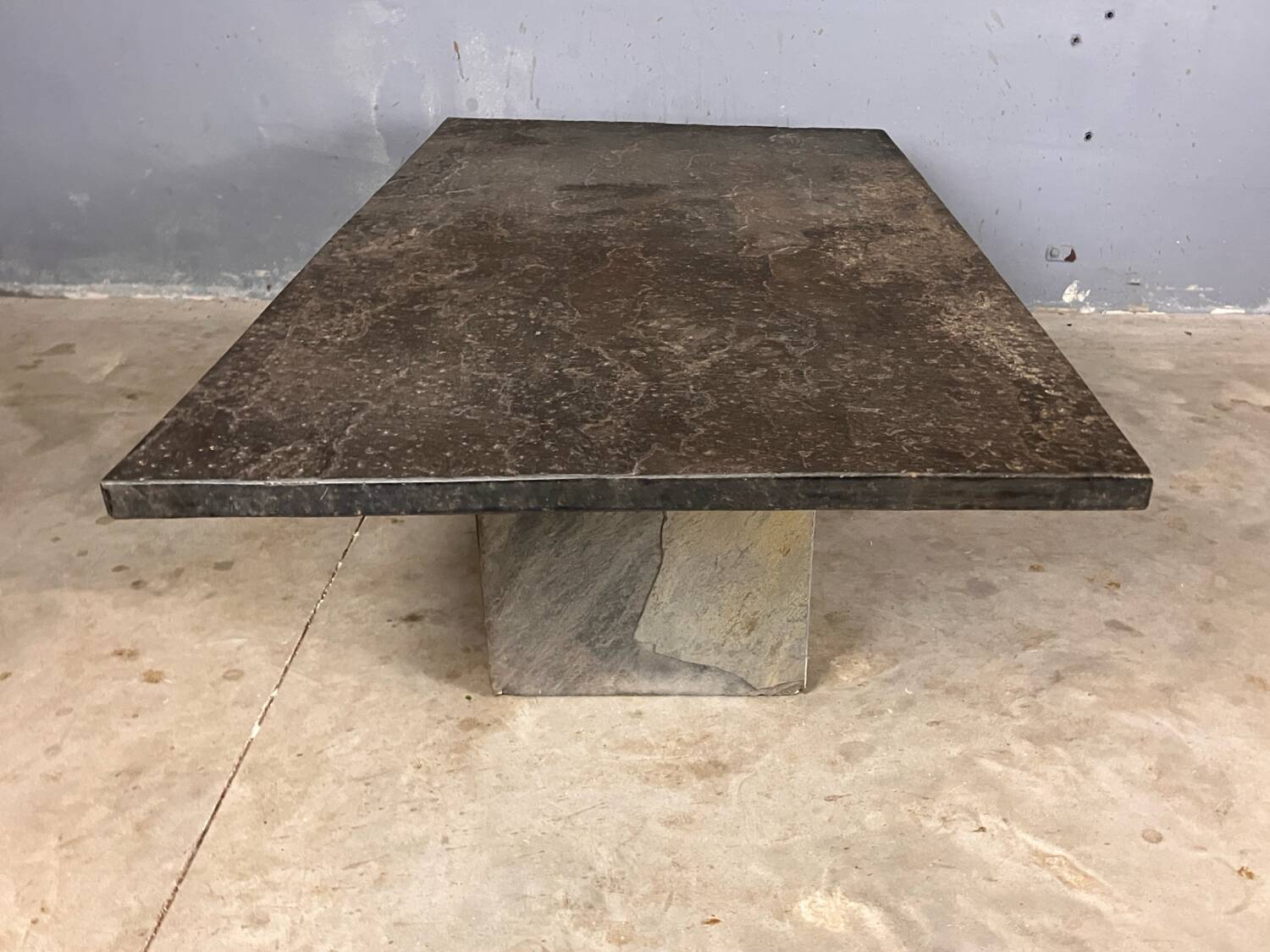 Brutalist Slate coffee table 1970s vintage