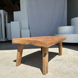 table basse en teck blond quadripode