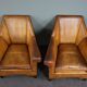 Pair of vintage sheep leather Art Deco armchairs by Bart van Bekhoven