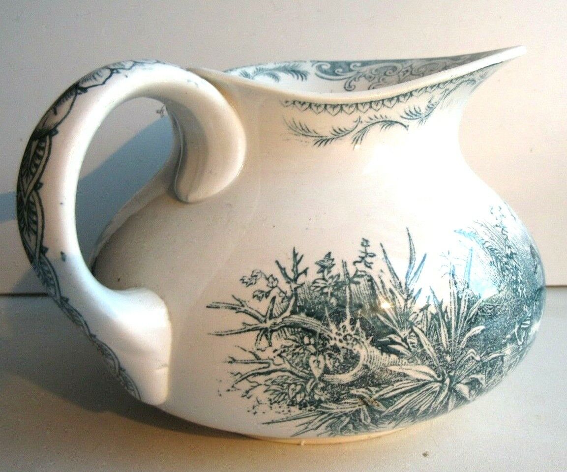 Toilet pitcher "chubby" in grey-blue, Les Canards de Sarreguemines