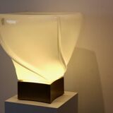 Leucos table lamp, handmade, limited edition in white opalescent glass
