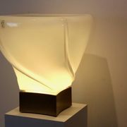 Leucos table lamp, handmade, limited edition in white opalescent glass