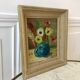 Painting still life bouquet flowers framed 50s