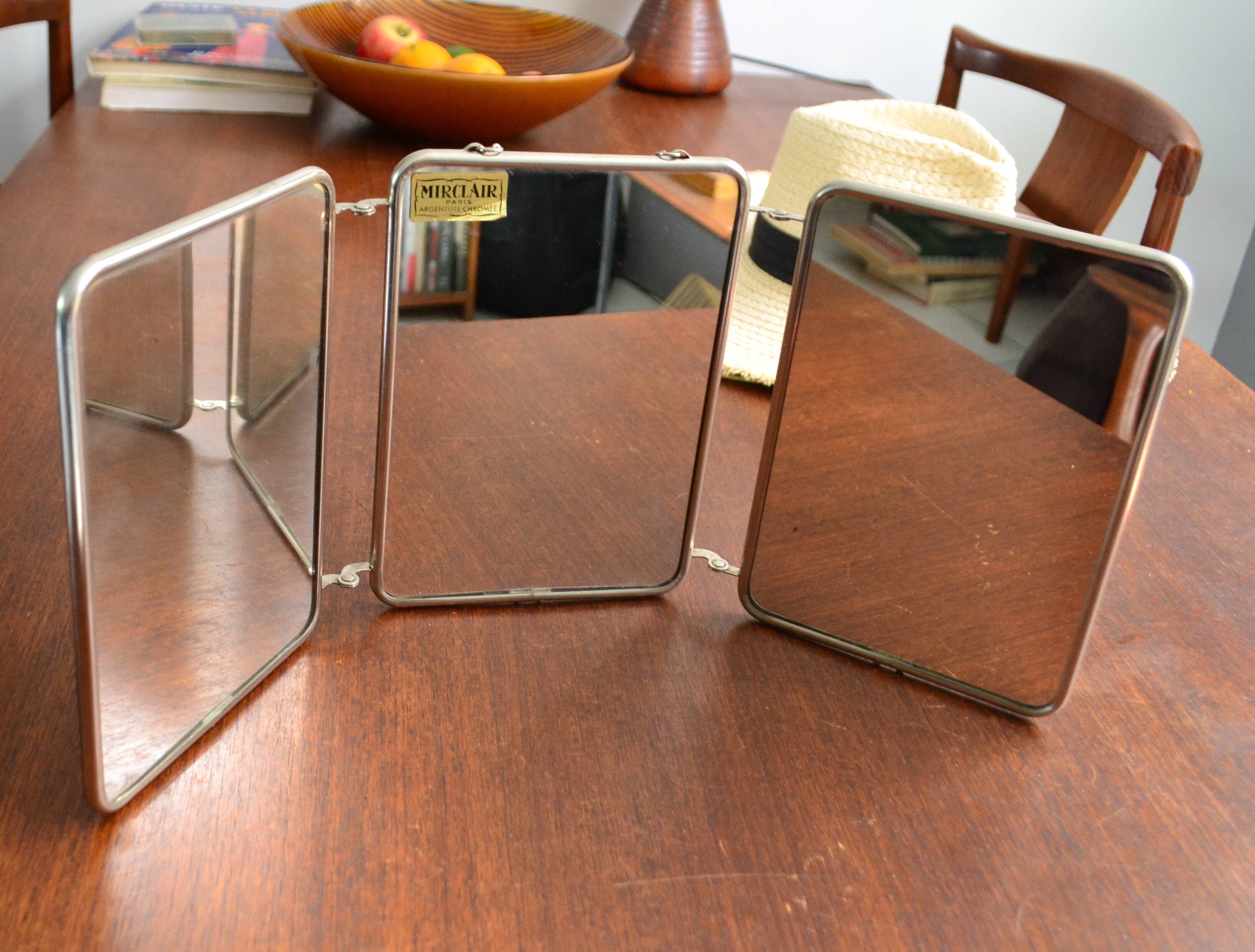 Miroir de barbier triptyque années 50/60