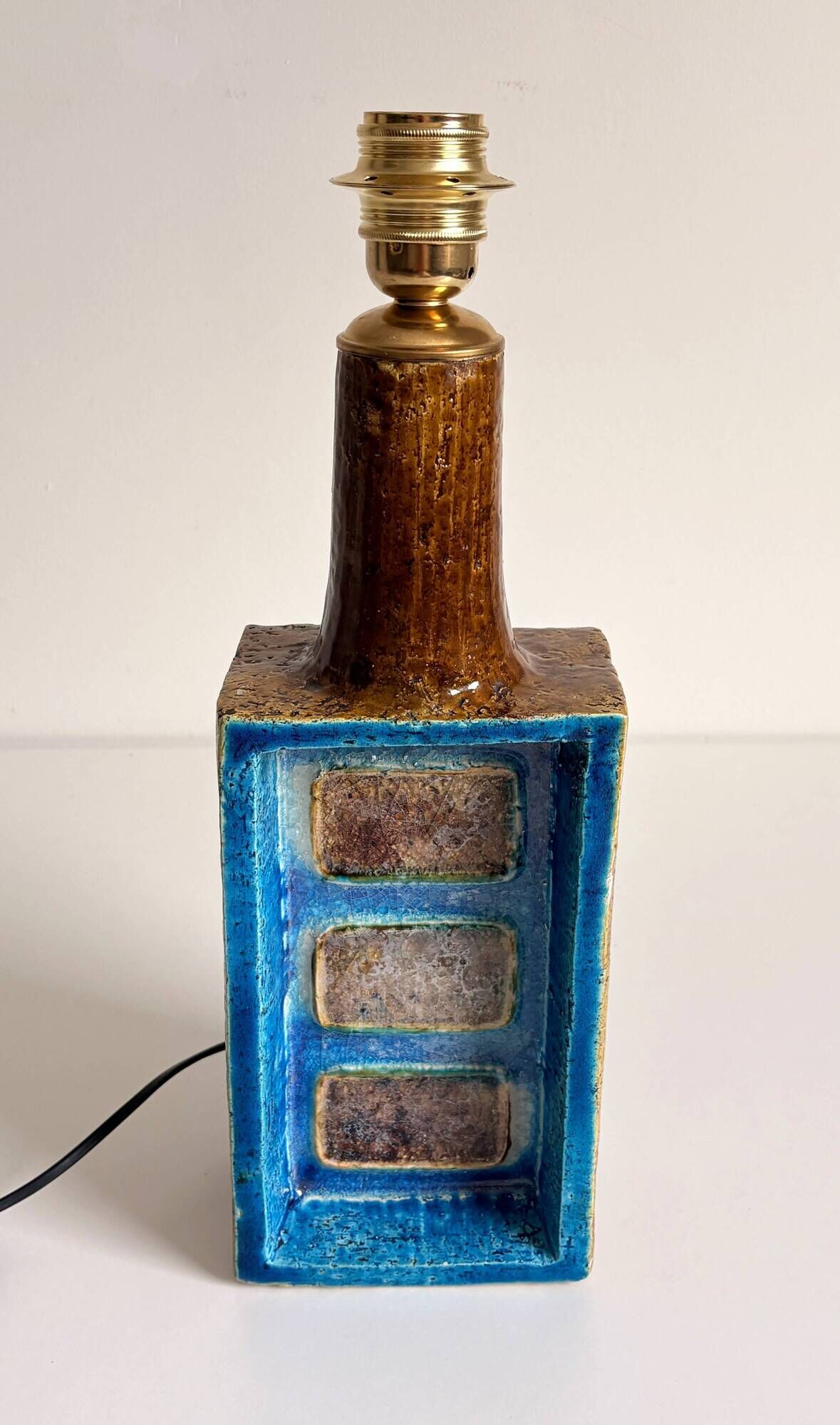 Aldo Londi for Bitossi Chamotte Ceramic Table Lamp, Italy, 1960s