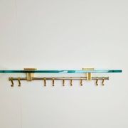 Brass and Glass R14G Wall-Mounted Coat Rack from Peter Ghyczy, 1980s