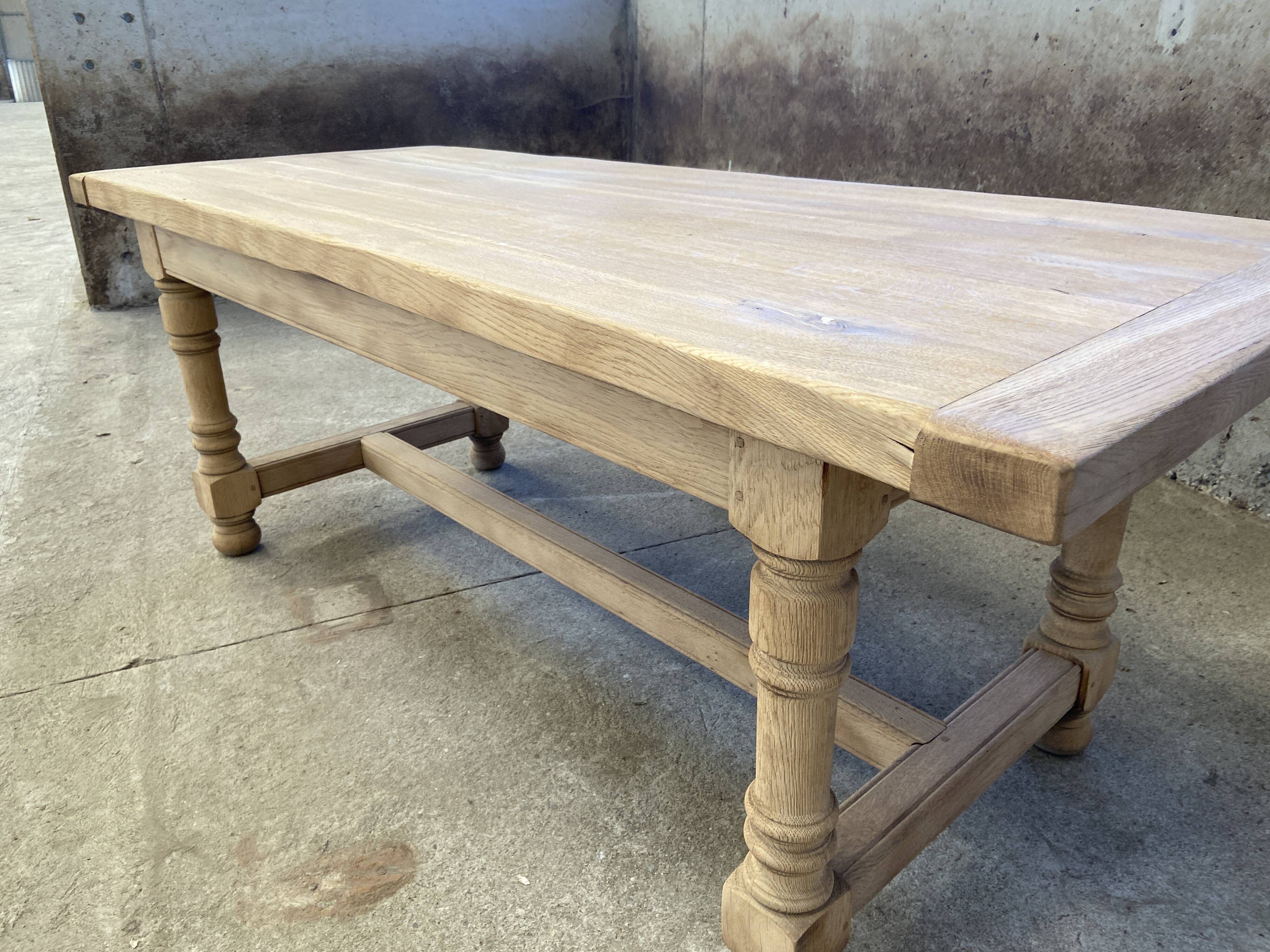 Large dining table monastery style raw natural oak