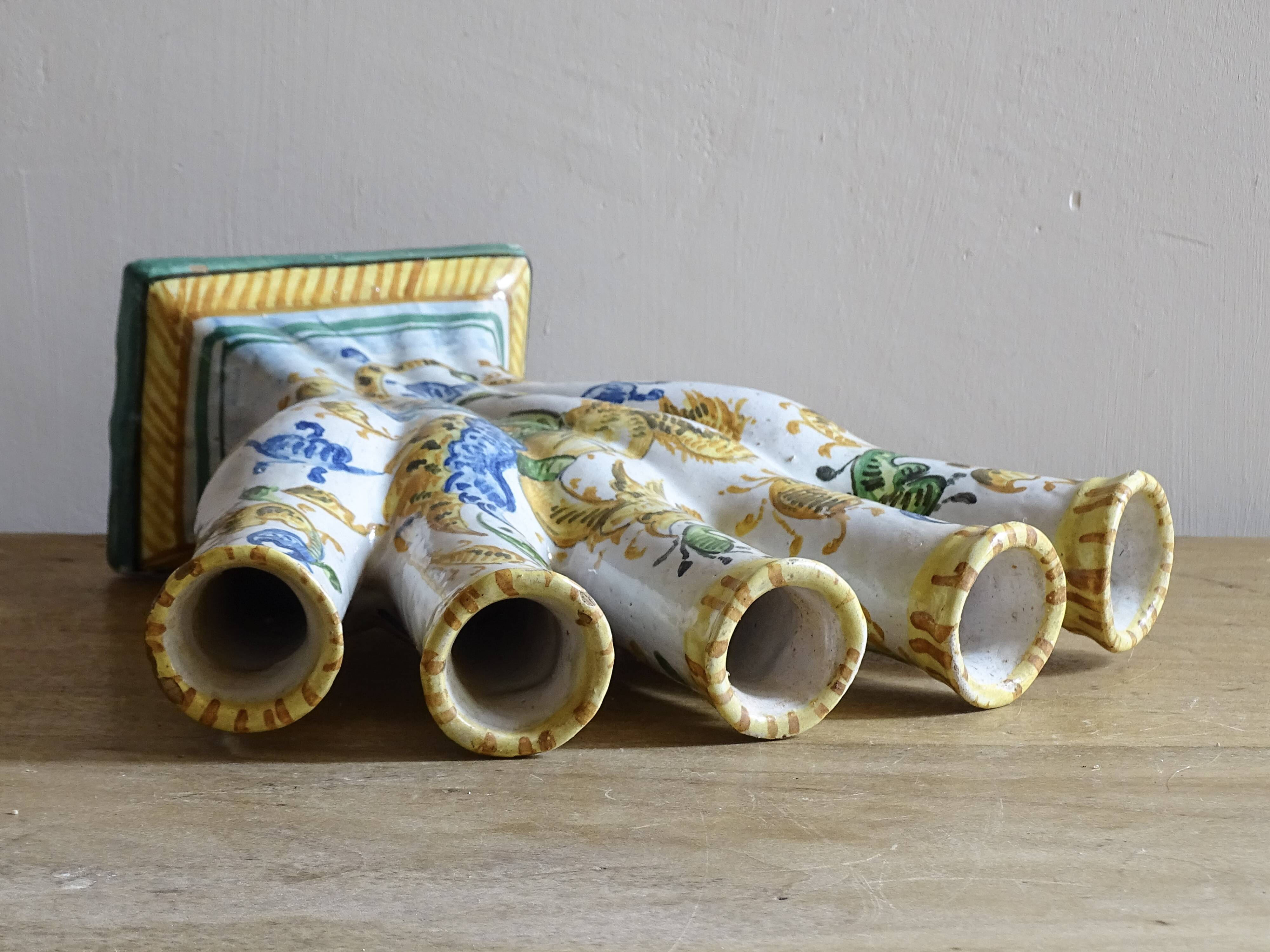 Italian Maiolica Ceramic Tulip Vase or Tulipière