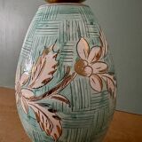 Lampe vintage en céramique et opaline blanche.