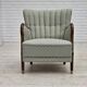 1960s, Danish armchair, light blue furniture fabric, beech wood.