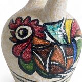 Vintage Spanish Ceramic Porrón, Hand-Painted Rooster, 1960s