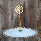 Wall lamp gooseneck bronze and serrated opaline.