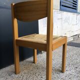 6 wooden and straw chairs from the 70s
