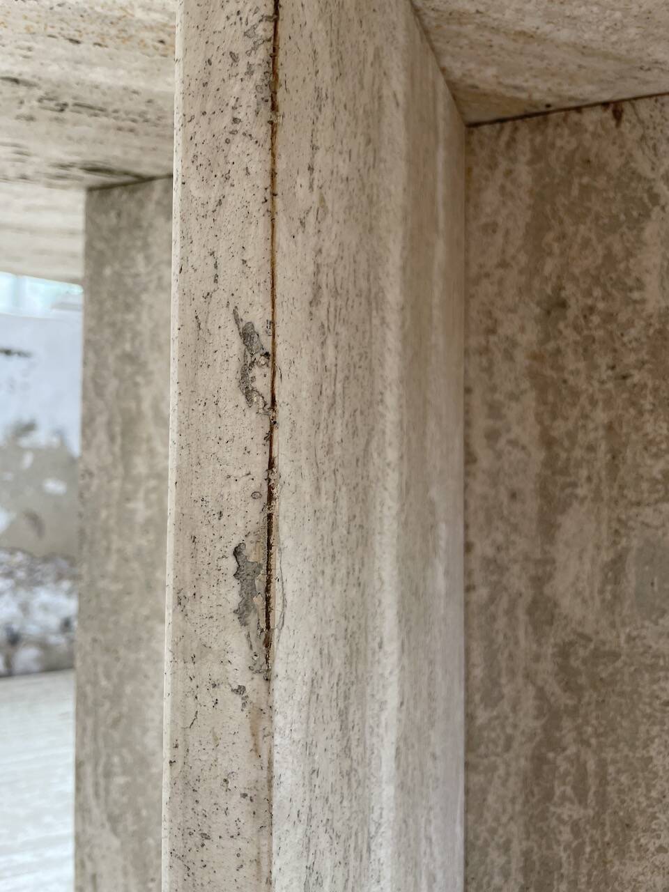 Octagonal travertine coffee table