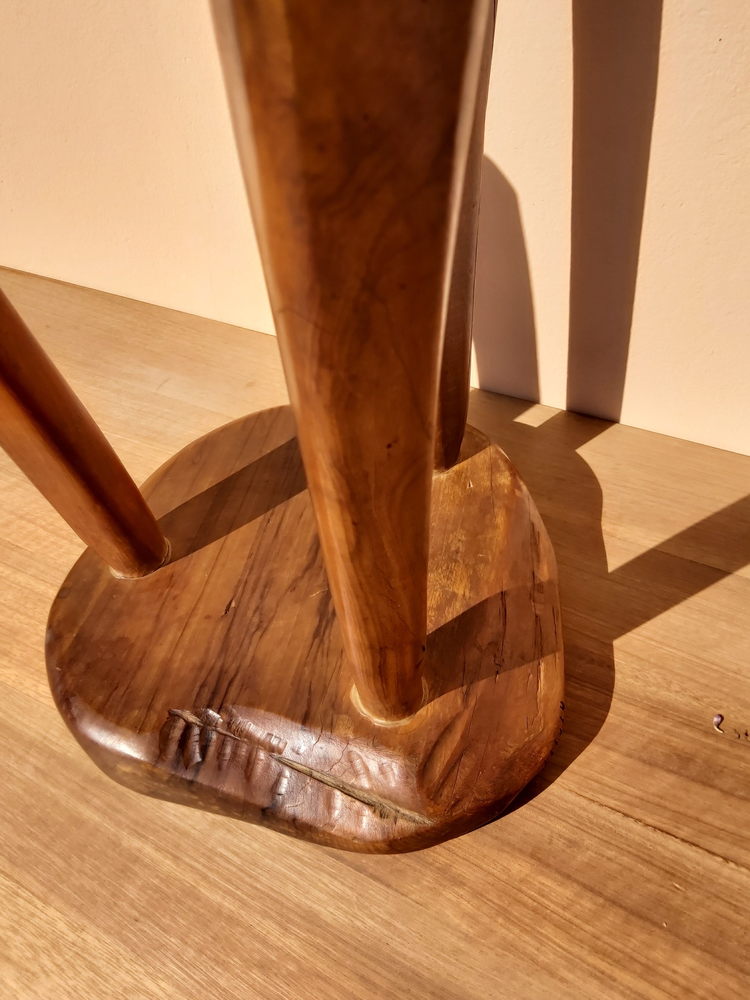 Vintage olive wood tabouret