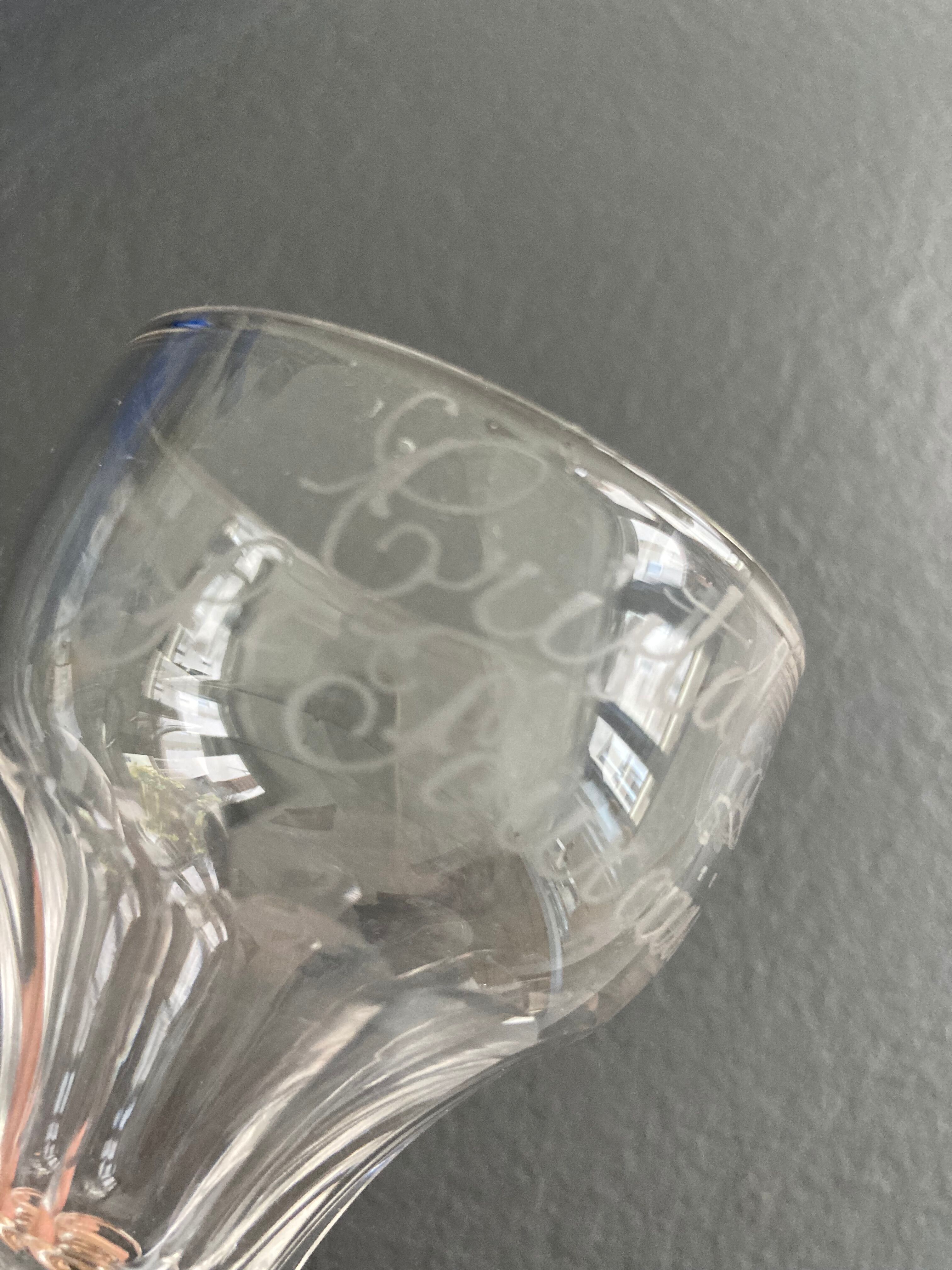 Set 9 crystal wine glasses engraved Saint Pourçain