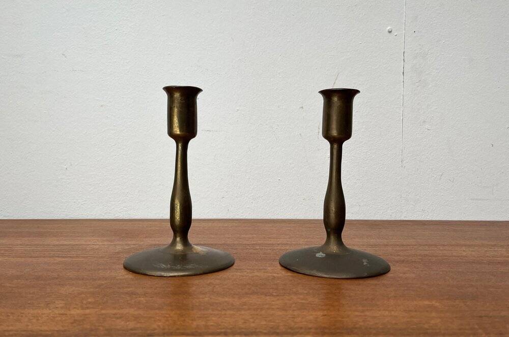 Porte-bougies en métal du milieu du siècle, années 1960, lot de 2