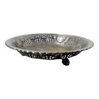 Openwork silver metal fruit bowl or basket