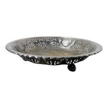 Openwork silver-plated metal fruit bowl or basket