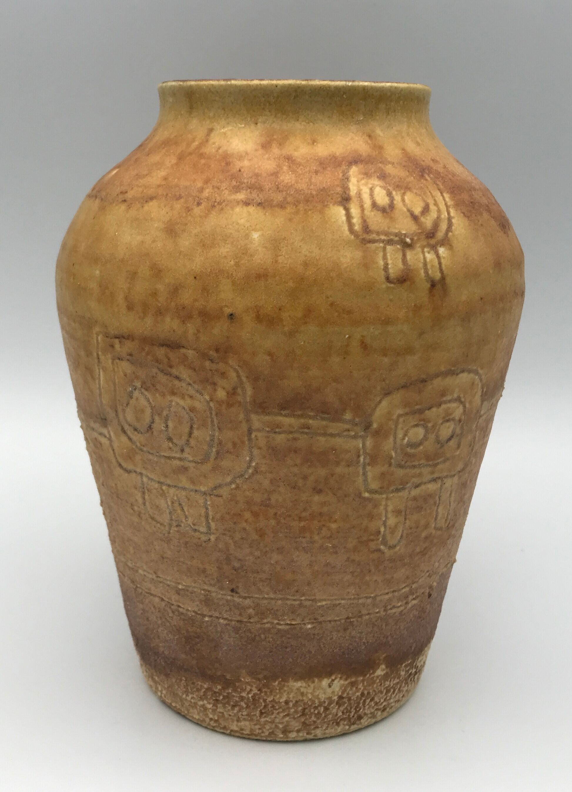 Artistic Vase in Ceramic ACOLAY style Brutalist, vintage, signed Hubert GUY