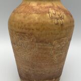Artistic Vase in Ceramic ACOLAY style Brutalist, vintage, signed Hubert GUY