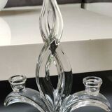 Candlestick with 2 lights. Art Vannes France. 1960s. Flame/Fleur de Lys patterns