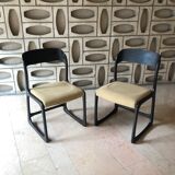 Pair of Baumann sleigh chairs with original seats