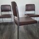 Lot de 4 chaises fauteuil en skaï marron année 1970