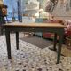 Wooden and khaki farmhouse table