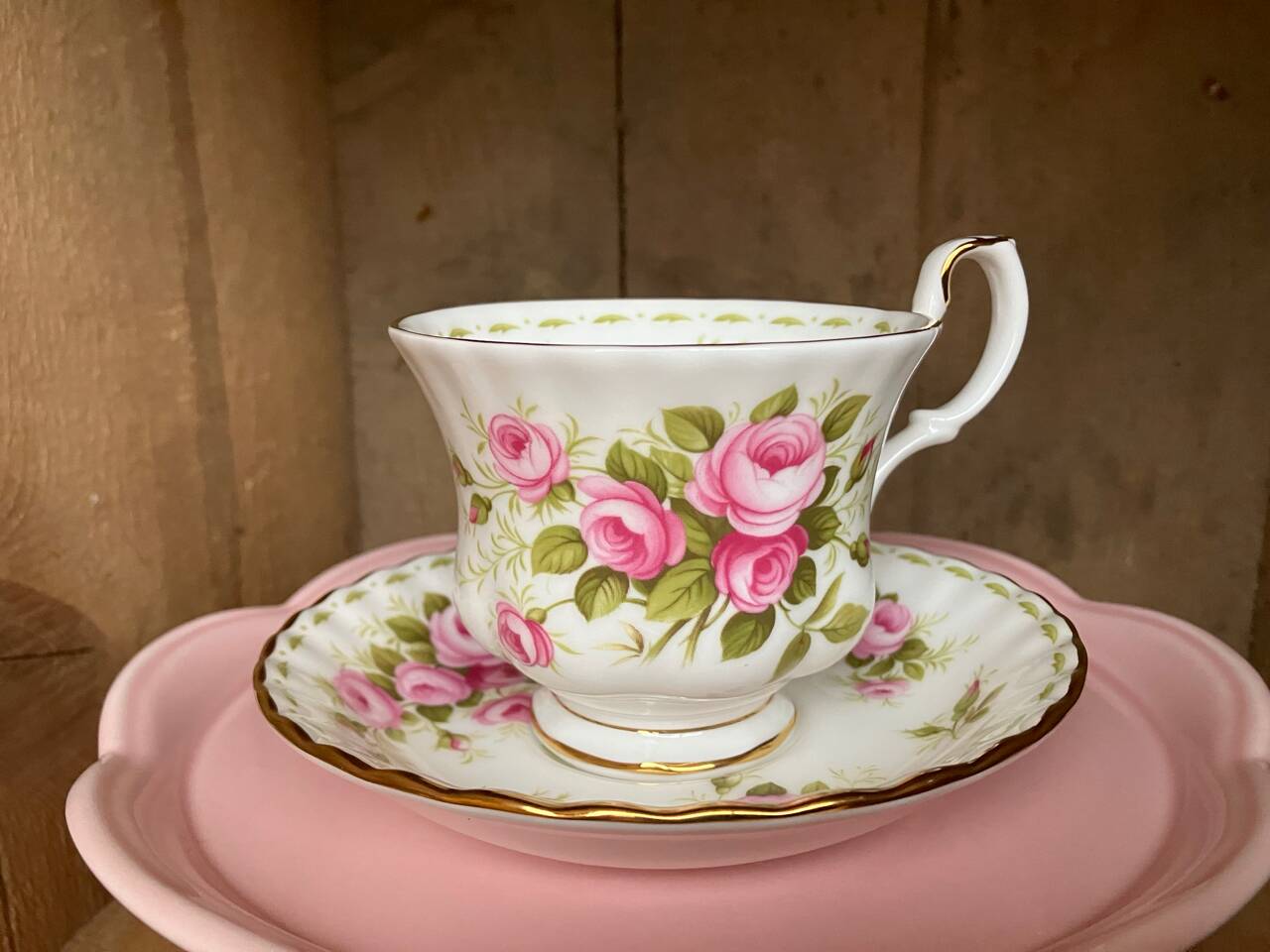 Vintage Royal Albert June porcelain cup and saucer, English manufacture