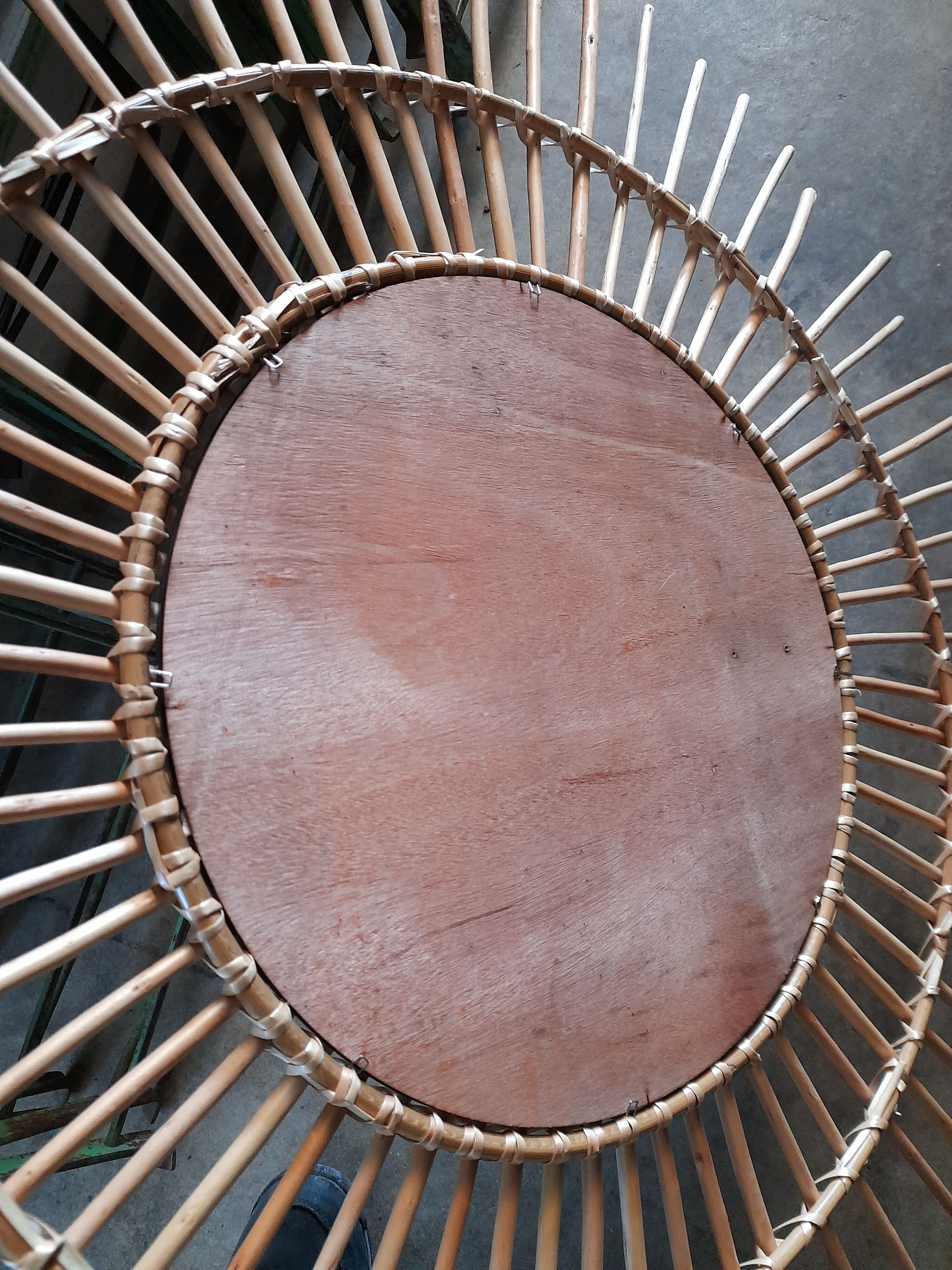 Miroir en rotin vintage -91cm