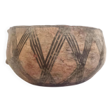 Large ethnic style bowl in orange terracotta, early 20th century