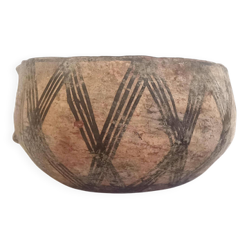 Large ethnic style bowl in orange terracotta, early 20th century