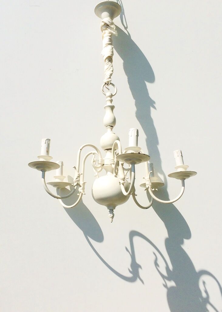 Small patinated dutch chandelier shabby chic 54 x 59 cm