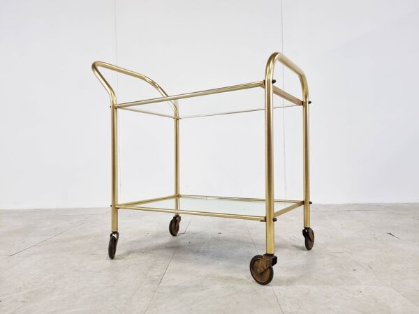 Chariot à boissons en laiton, années 1960