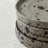 Set of 5 dessert plates in ceramic (workshop pyritic stoneware) circa 1970.